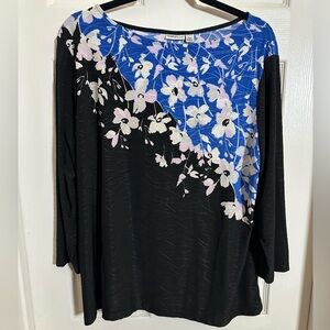 Croft & Barrow Black and Blue Floral Blouse